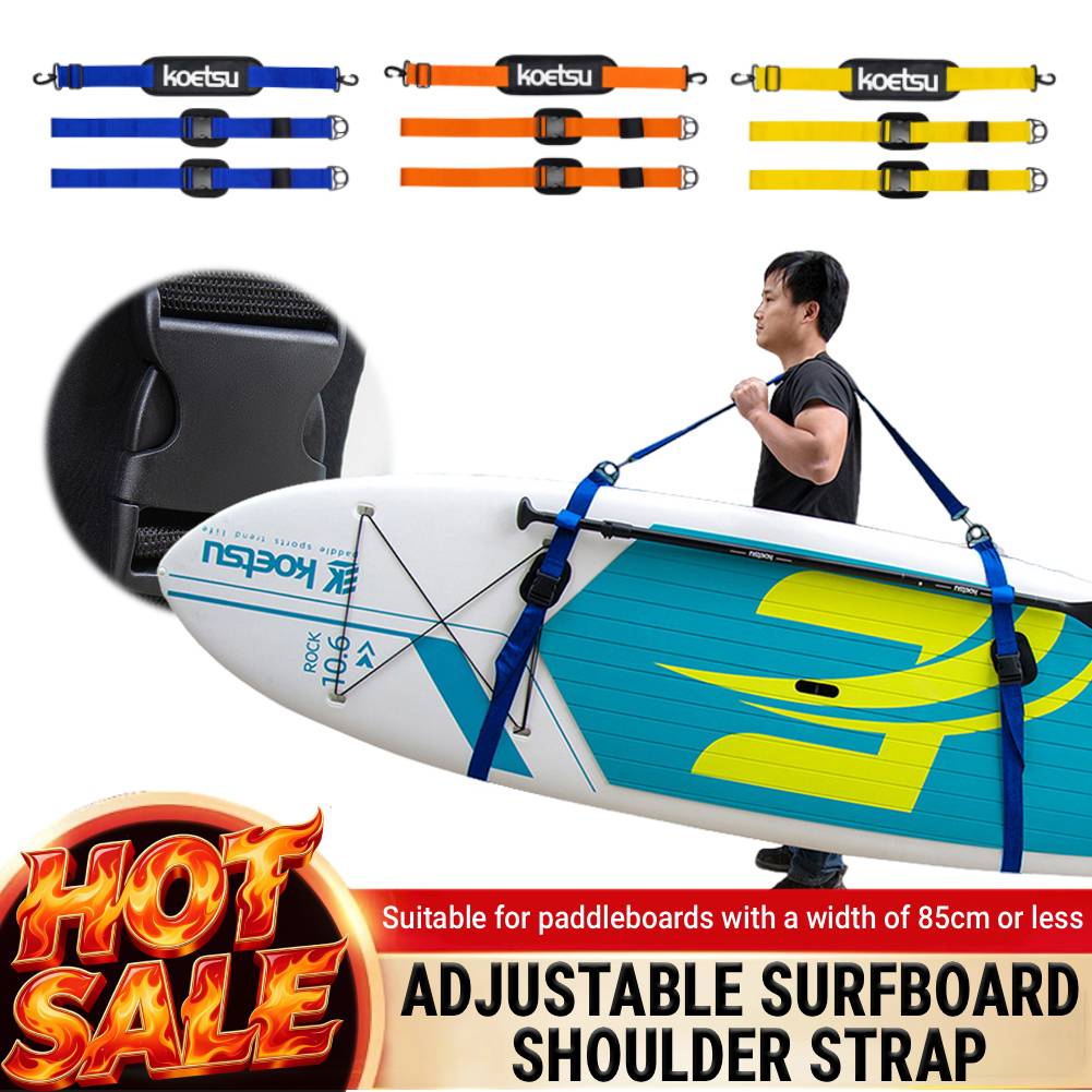Fishing Kayak Sit On Top - สายสะพายไหล่สำหรับกระดานโต้คลื่นแบบปรับได้, สายสะพายสำหรับกระดานยืนพาย SUP, สำหรับอุปกรณ์เสริมพายเวคบอร์ด เซิร์ฟบอร์ด และเรือคายัค
