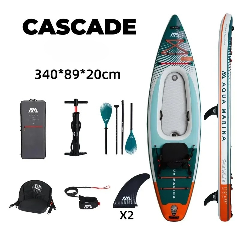 Fishing Kayak Paddle - AQUA MARINA CASCADE TANDEM บอร์ดพายลมแบบเป่าลมสำหรับหนึ่งหรือสองคน ใช้เป็นเรือคายัค