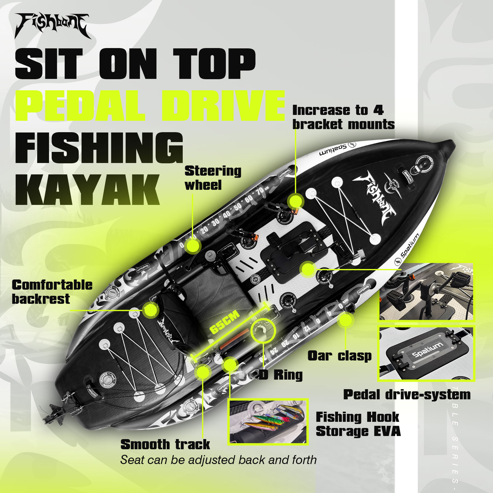 เรือคายัคพองลมแบบมีแป้นเหยียบ  - Fishing Kayak Sit On Top บทวิจารณ์และราคา