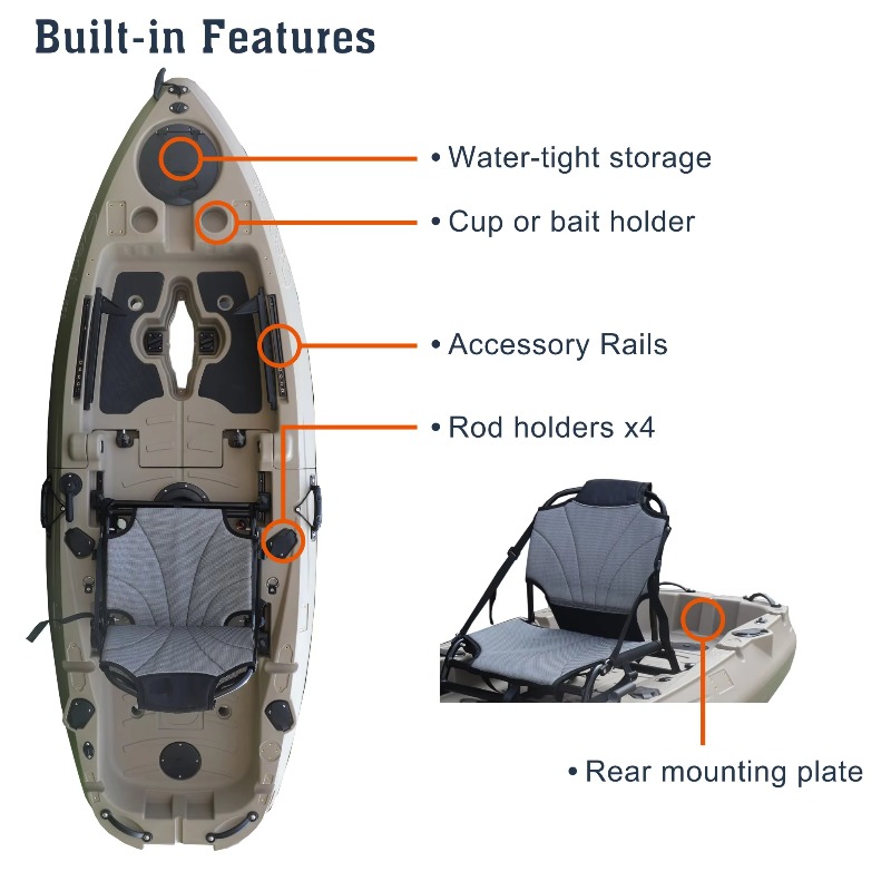 เรือคายัคแบบพับได้สำหรับ 1 คน  - Fishing Kayak Pedal Drive บทวิจารณ์และราคา